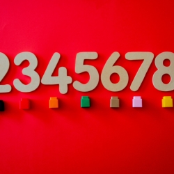 Numbers 1 to 8 on red background
